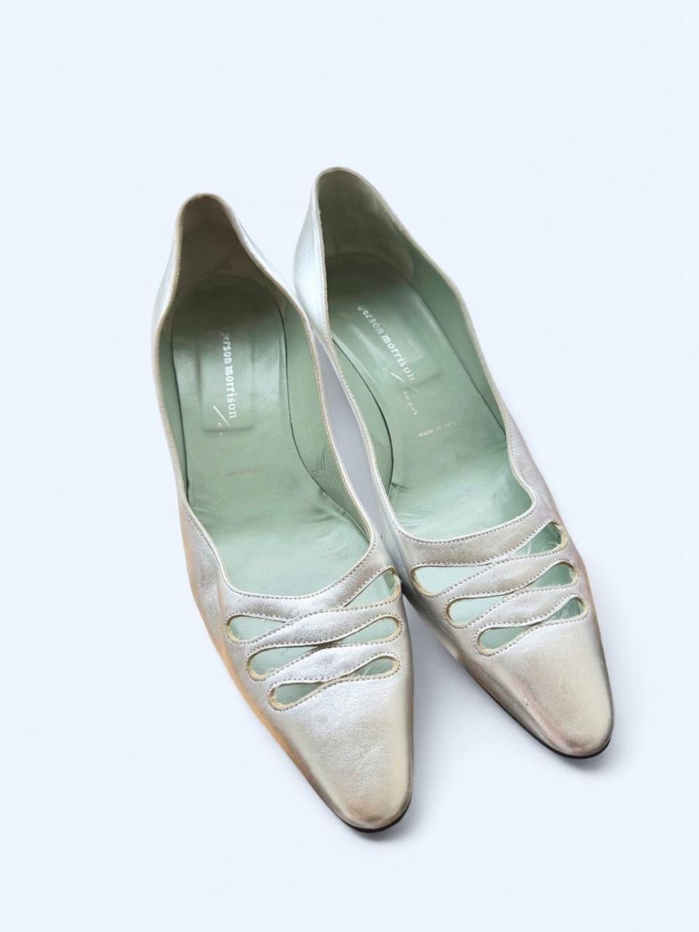 Sigerson Morrison Metallic Silver Pointed Flats with Cutout Straps